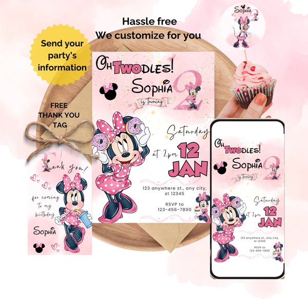 Personalized Oh Twodles Invitation Minnie Birthday Invitation Minnie Mouse Invite Editable Invitation Disney Twodles invite