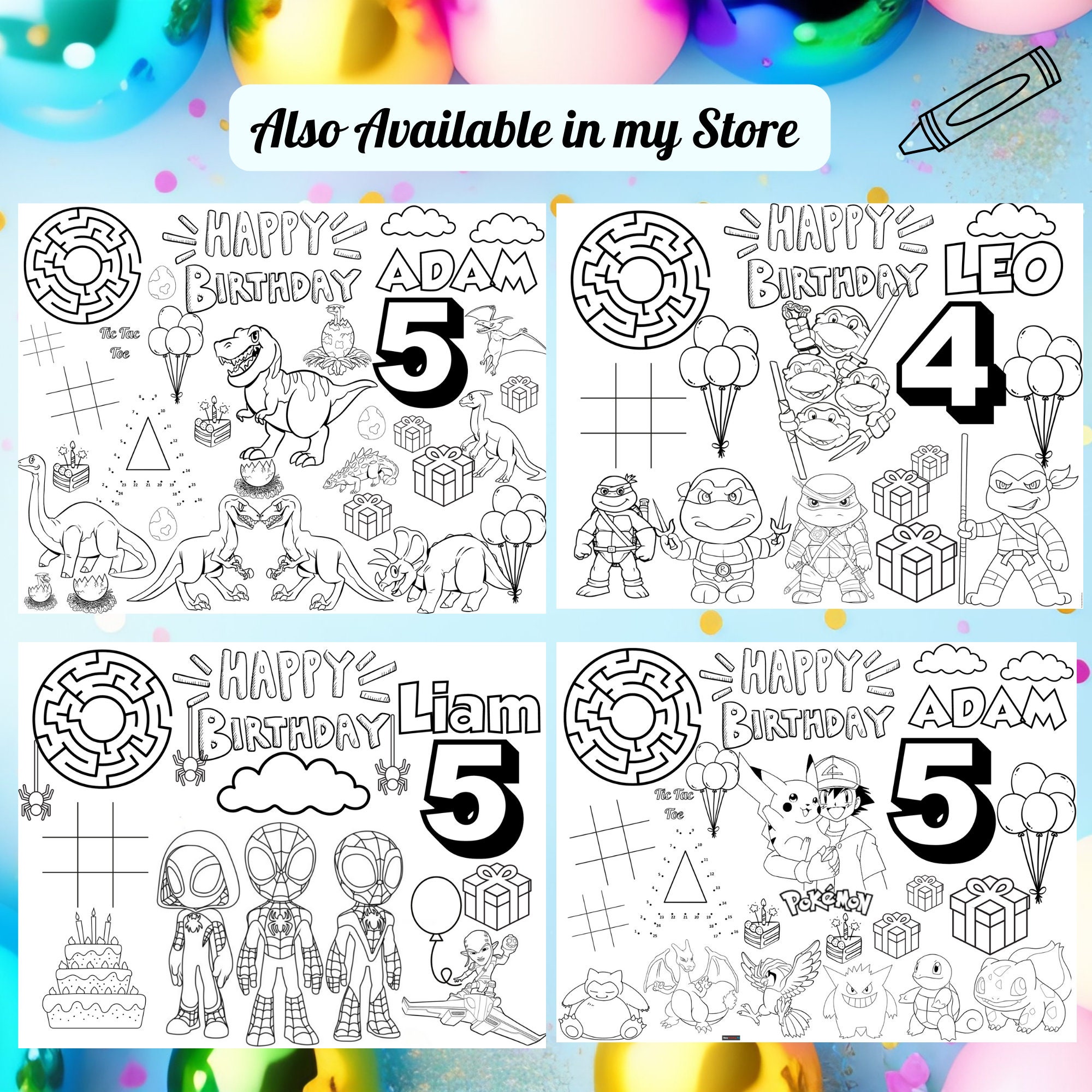 Super Mario Birthday Coloring Page Personalized Gift Party Favors With