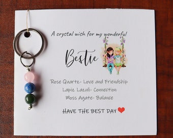 Bestie Crystal Keyring, Friendship Crystal Gift, Best Friend Birthday Gift, Crystal Keyring for Bestie, Love and Friendship,Best Friend Card
