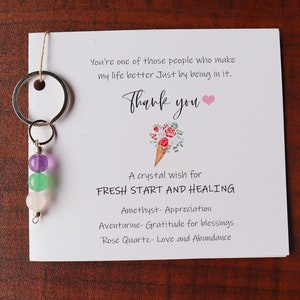 Dank je wel kristal sleutelhanger cadeau, dankbaarheid kristal cadeau, bedankje, speciale persoon waarderingskaart, bedankkaart, personaliseren met