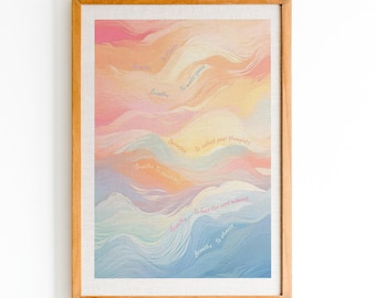 Breathe to Pause  Watercolor Therapy Wall Art  Quotes About Healing  Counselor Office  Self-Acceptance Quote  Mental Health Art