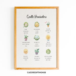 Gentle Reminders, Positive Wall Décor, Affirmations Wall Art, Mental Health Wellbeing Art, Therapy Office School Counselor Poster, Self Love