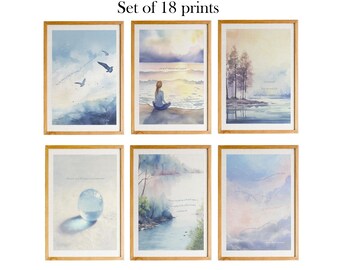 Mental Health Posters, Set of 18 Prints, Therapy Wall Art, Therapist Décor, Counselor, Psychologist Office, Mindfulness, Gallery Wall