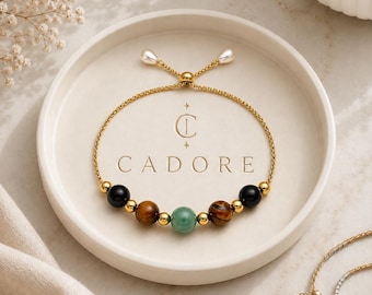 Pulsera de cristal para el coraje, pulsera de fuerza y sanación, pulseras para mujer, regalo de ánimo, turmalina negra, ojo de tigre, ágata musgosa.