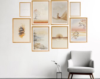 Mental Health Posters, Set of 8 Prints, Therapy Wall Art, Therapist Décor, Counselor, Psychologist Office, Mindfulness, Gallery Wall Set