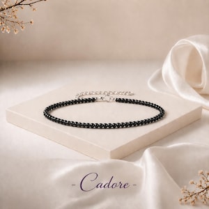 Natürliche Obsidian Perlen Armband, Skorpion Geburtsstein Armband, 3 mm Zierlicher Schwarzer Edelstein, Heilende Kristalle, Armbänder für Frauen, Edelstein