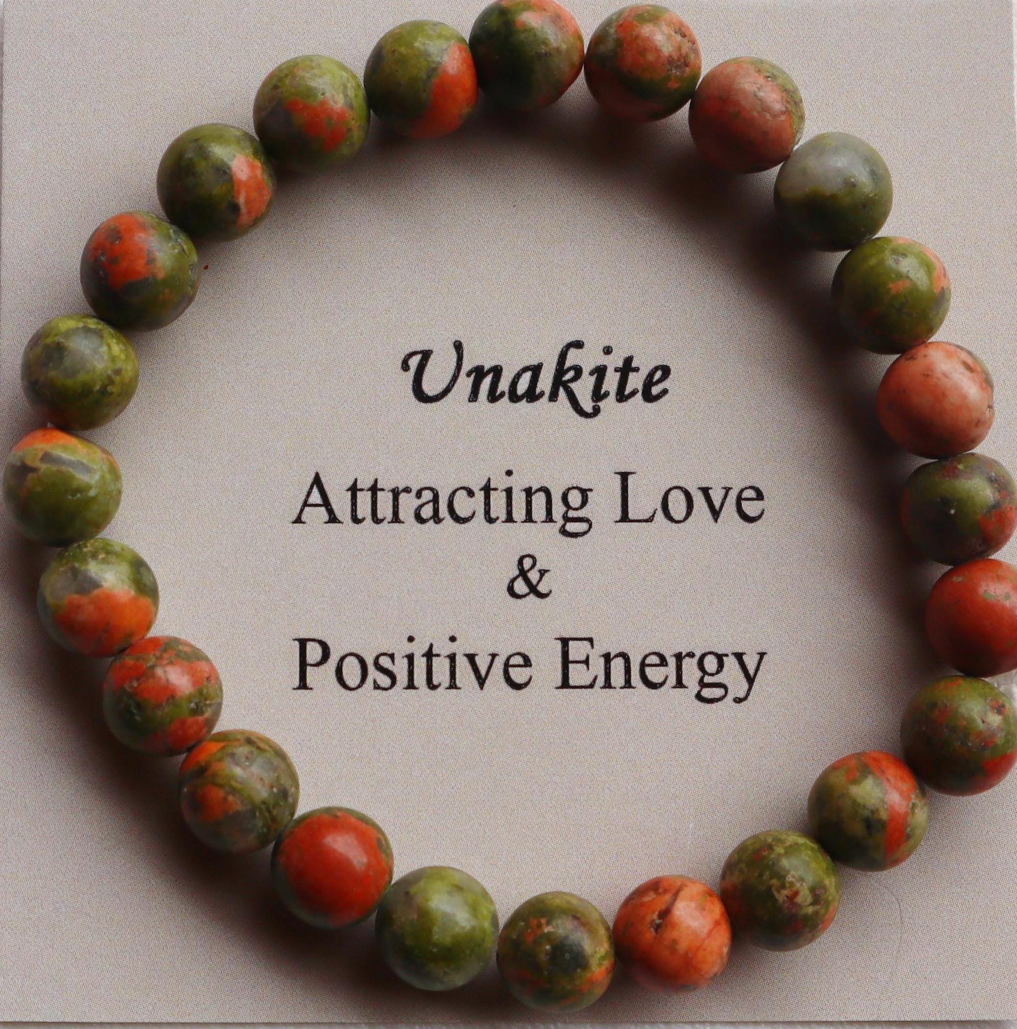 UNAKITE Bracelet Stretch Fit, 8mm Unakite Crystal Bracelet, New Start Bracelet for Women, Heart Chakra Healing, Love and Positive Energy