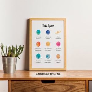 Make Space Mental Health Poster, School Counselor, Psychologist, Therapist Office Décor, Affirmations Wall Art, Digital,  Positive Wall