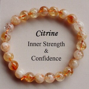 CITRIEN armband stretch fit, 8 mm citrienkristal armband, zonnevlechtchakra genezing, innerlijke kracht, vertrouwen, energiekristallen, november