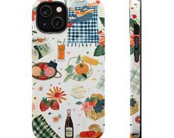 Farmcore Picnic Phone Case, Summer Fruits Print, MagSafe Available