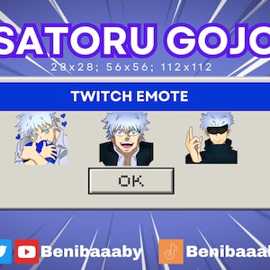 JJK Satoru Gojo Emote 3-Pack | Twitch Emotes, Youtube Emotes, Discord Emotes | Anime | JJK Emote
