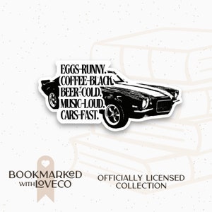 Eggs Runny Coffee Black Camaro Dom Quote | Ravenhood Series - Waterproof, Vinyl Stickers for Book Lovers | by Bookmarked.WithLoveCo