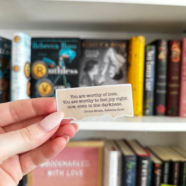 Divine Rivals "You Are Worthy of Love" Quote Vinyl Sticker | Waterproof Vinyl Bookish Sticker Rebecca Ross