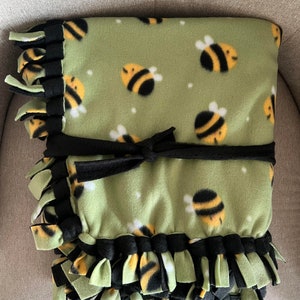 Hand Tied Fleece Blanket-Happy Bees
