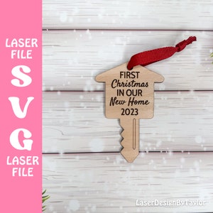 Christmas Ornament Laser SVG File | Glowforge | Digital Download | Ornament SVG | First Christmas New Home Ornament Cut File