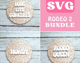 Cowgirl SVG Laser-Datei - Wildwest SVG Wandschild - Scoring-Datei - Kinder SVG Wand Dekor Zeichen - Cowgirl Bundle SVG-Dateien Bubble Schrift