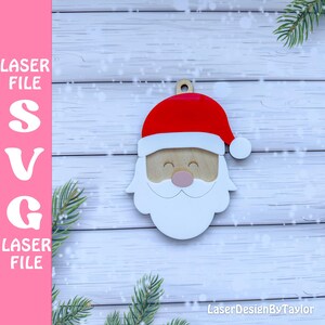 Christmas Ornament Laser SVG File | Glowforge | Digital Download | Ornament SVG | Santa Claus Head Ornament Cut File