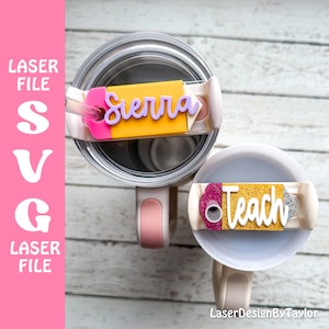 Arquivo SVG do laser do Tumbler Topper | Forja Brilhante | Download digital | Chapéu de coco H2.0 | Placa de identificação de lápis SVG