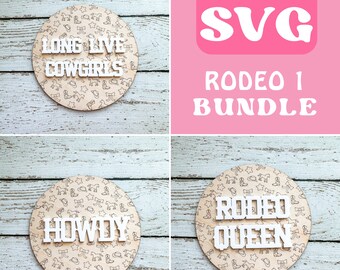 Cowgirl SVG Laser-Datei - Wildwest SVG Wandschild - Scoring-Datei - Kinder SVG Wanddekor Zeichen - Cowgirl Bundle SVG-Dateien Cowboy Schrift