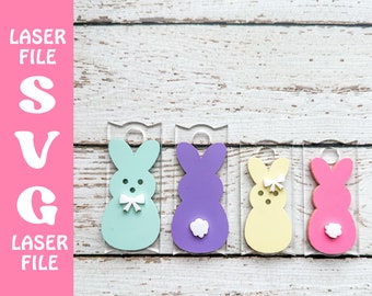 Tumbler Topper Laser SVG File | Glowforge | Digital Download | H2.0 Topper | Easter Bunny Name Plate SVG