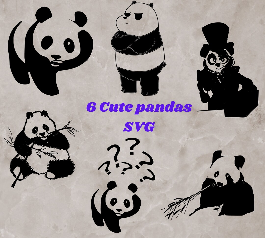 6 PANDAS SVG Digital Download Printable Png Print - Etsy