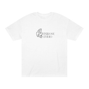 JuniRose Studio logo Unisex Classic Tee, Graphic Logo T-Shirt, Men&#39;s Women&#39;s Casual Top, Designer Shirt, Custom Brand Tee