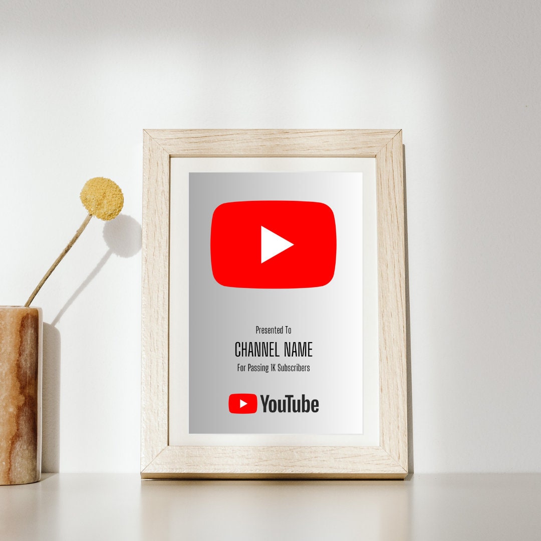 Youtube Play Button Printable Digital File. Youtube Best Seller, Custom ...