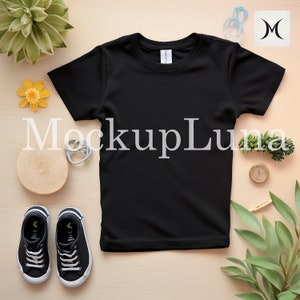 Kids tshirt mockup Flatlay Kids tshirt mockups Black Tshirt Gildan 5000 mockup Bella canvas 3001 mockup bundle Toddler Tshirt Mock Ups