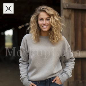 Gildan 18000 mockup Grey sweater mockup Sweatshirt mockup Sweatshirt mock up 18000 shirt mockup Gildan Grey crewneck Front back mockup