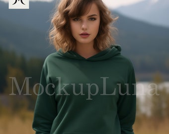 Makieta Gildan 18500 Makieta Gildan 18500 Makieta Gildan G180 Makieta Gildan 180 Makieta z przodu Makieta z kapturem Makieta swetra FOREST GREEN