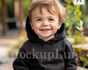 Gildan 18500 mockup Kids Mockup Hoodie Mockup Gildan Hoodie Mockup Diverse Kids mockup Printful Mockups Black Hooded sweater mockup