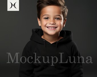 Gildan 18500 mockup Kids Mockup Hoodie Mockup Gildan Hoodie Mockup Diverse Kids mockup Printful Mockups Black Hooded sweater mockup