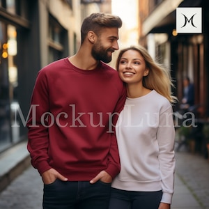 Engagement mockup Gildan 18000 mockup Couple mockup White crewneck sweater mockup White sweater mockup 18000 Valentines day sweatshirt