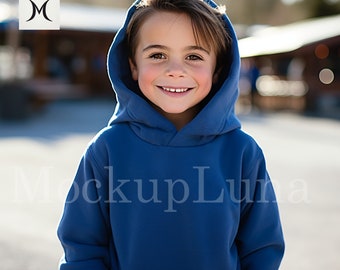 Maqueta de Gildan 18500 Maqueta de niños Maqueta de sudadera con capucha Maqueta de sudadera con capucha Gildan Maqueta de diversos niños Printful Mockups Maqueta de suéter con capucha gris