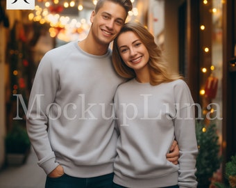 Engagement mockup Gildan 18000 mockup Couple mockup Grey crewneck sweater mockup Grey sweater mockup 18000 Valentines day sweatshirt