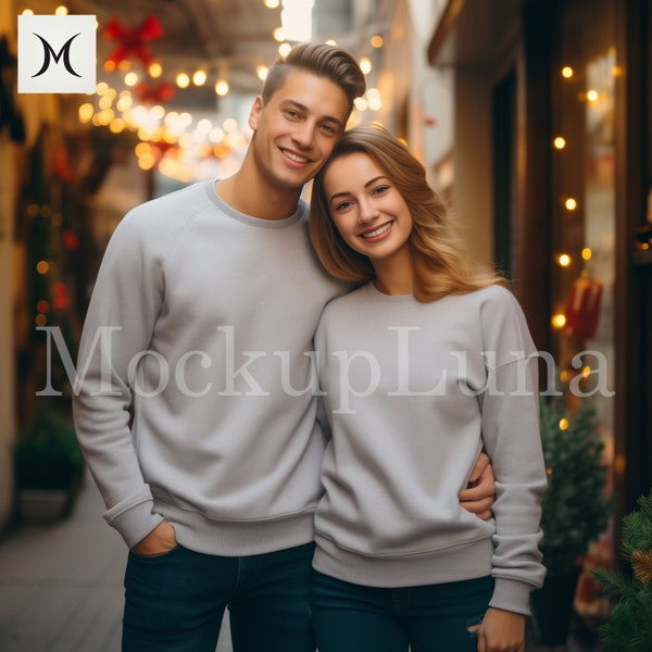 Engagement mockup Gildan 18000 mockup Couple mockup Grey crewneck sweater mockup Grey sweater mockup 18000 Valentines day sweatshirt