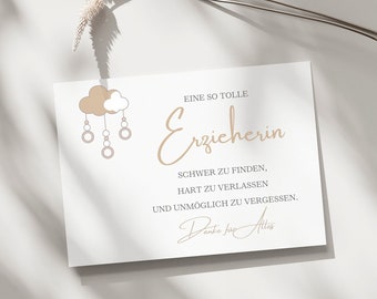 Dankeskarte Erzieherin/ Geschenk für Erzieher/ Karte Kindergarten/ Karte mit Spruch / Abschied Kindergarten / Spruchkarte Erzieherin