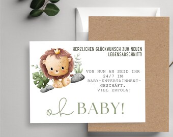 Karte zur Geburt / Babykarte / Lustige Karte zur Geburt mit Spruch / Text Postkarte Witzige Baby Grußkarte / Glückwunsch zur Geburt/ Oh Baby