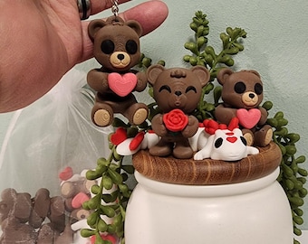3D Printed Valentine&#39;s Figurines Set | Articulated Minis. Teddy Bears, Dragons, Hearts, Roses, Keyring - Gifts for Him/Her, Couples Gift