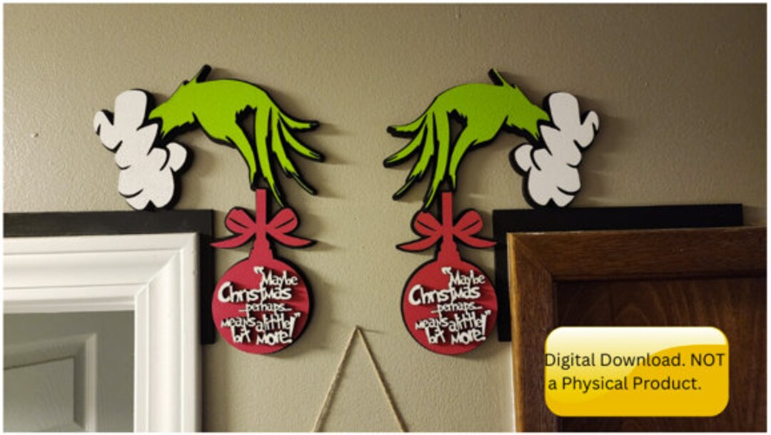 Grinch Themed Door Trim Corner Decoration. Illustrator, PDF, SVG, DXF, Lightburn Files. Etsy