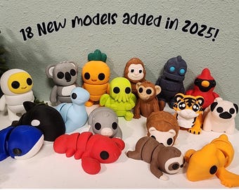 Mystery 3D Printed Animal Fidget Toy Pack, Articulating Sensory Minis