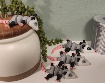 Trash Can Pals! Articulated Opossum Fidget Toy | 3D Printed Flexi Possum for ADHD & Sensory Play | Decorative and Fun Stress Relief Toy.