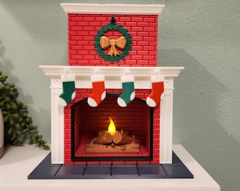 Holiday Fireplace Miniature – Cozy Christmas Desk Decor with Tealight