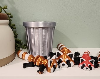 Trash Can Pals! Articulated Red Panda Fidget Toy | 3D Printed Flexi Red Panda for ADHD & Sensory | Decorative and Fun Stress Relief Toy.