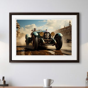 Carreras clásicas / Colores vibrantes/Arte de ilustración con IA/Póster abstracto/Vida en el hogar/Decoración de pared/Impresión Giclée colgante/Gráfico de alta calidad/Coche