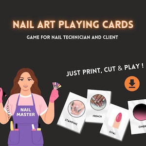 Karty do gry Nail Art, gra Nail, karty dla techników paznokci, karty do paznokci, pobieralny plik PDF