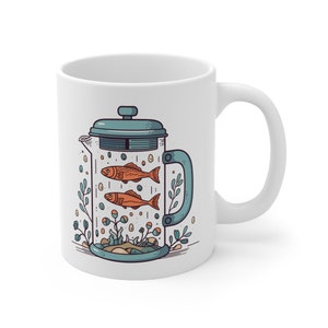 French Press Aquarium Coffee Mug 11oz
