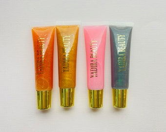 Geschenk Set Lipgloss, Pfirsich, Wassermelone, Limette und Karamell Lipgloss, Geschenk, Geburtstagsgeschenk