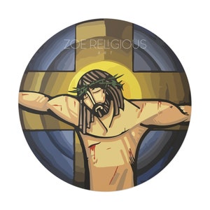Crucifix Sticker, Jesus On Cross Sticker, Christian Sticker, Catholic Sticker, Catholic Decal, Jesus Sticker, Christ Sticker, Catholic Gift
