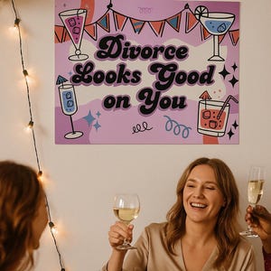 Divorce Party Poster: Funny Cocktail Art, Finally Free Decor